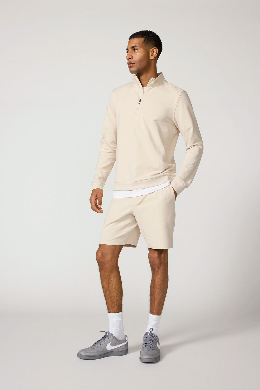 Luxe Terry Quarter Zip - Stone