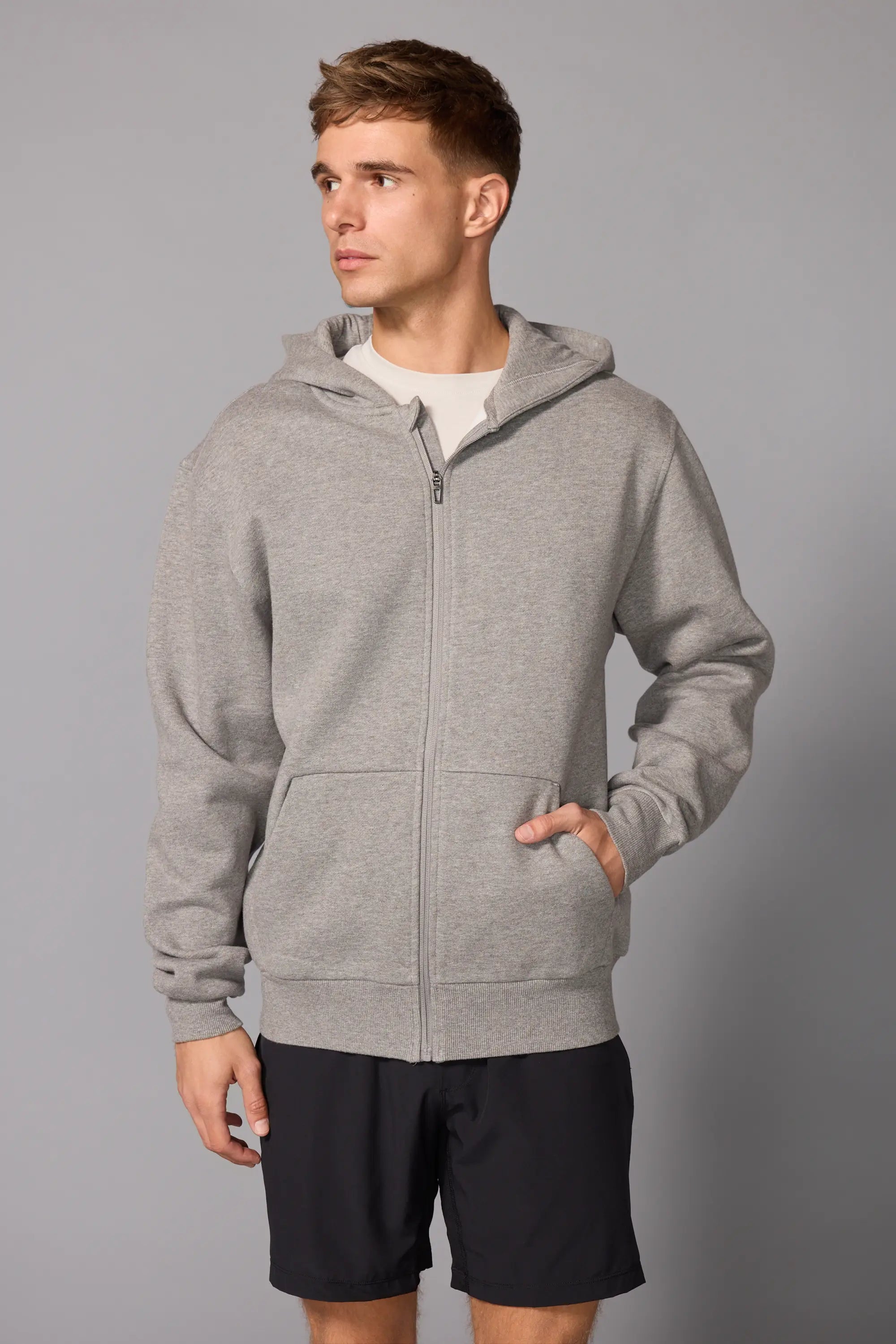 Men's Luxefleece Relaxed Zip-Up Hoodie - Htr Steel Grey
