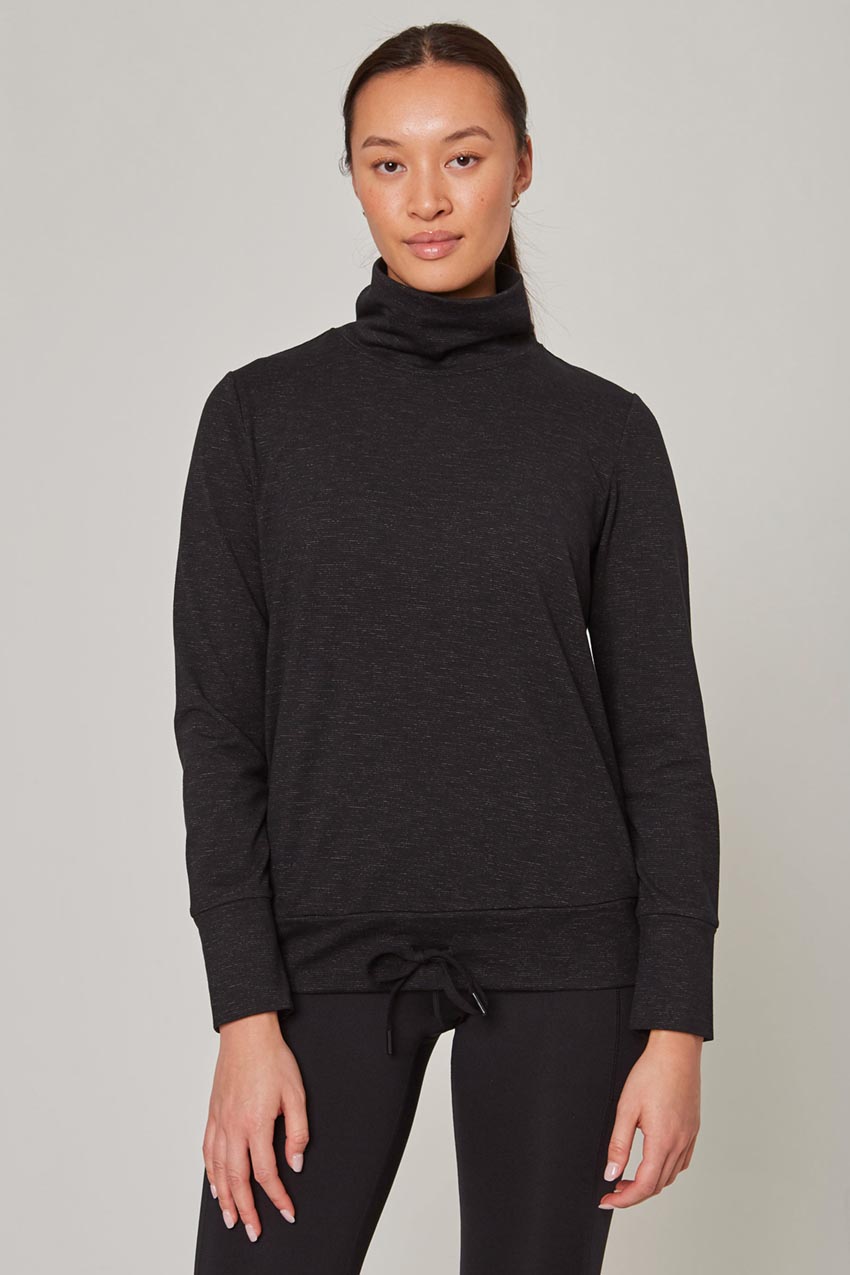 Mondetta Women’s Space Dye Pullover Top in Black Combo