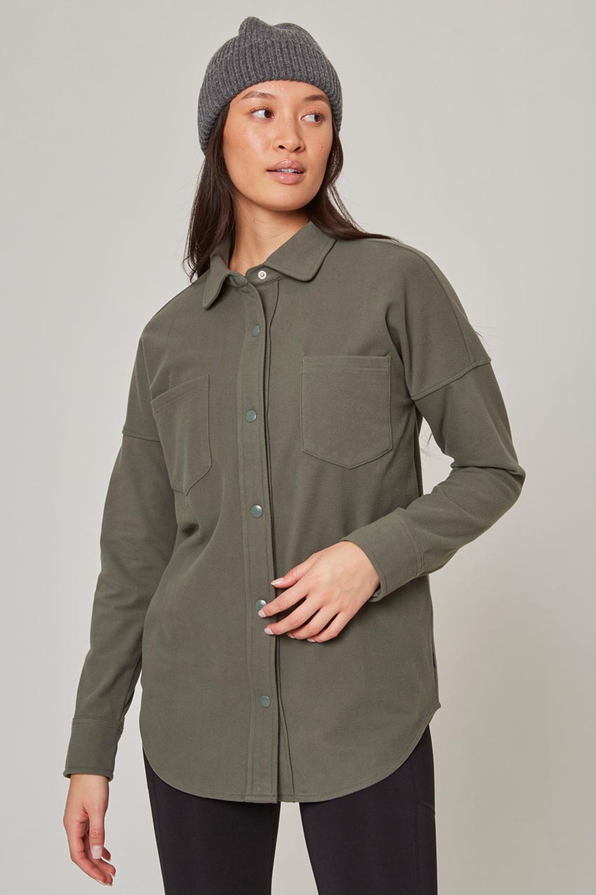 Women’s Knit Oversized Button-Up Shirt