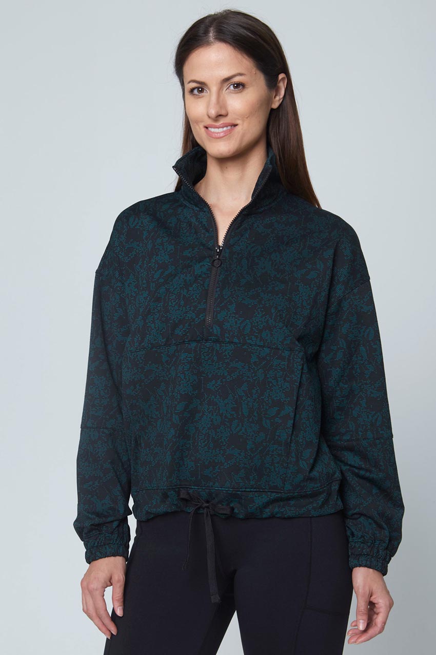 Mondetta Women's Brushed Back 1/2 Zip Top in Botanical Green