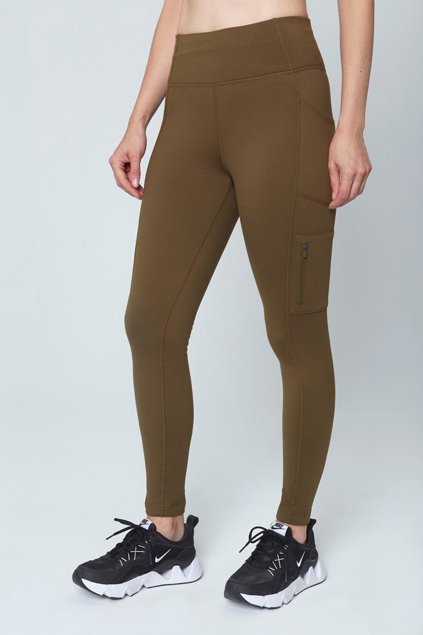 Mondetta Women’s Knit Cargo Legging in Dark Olive