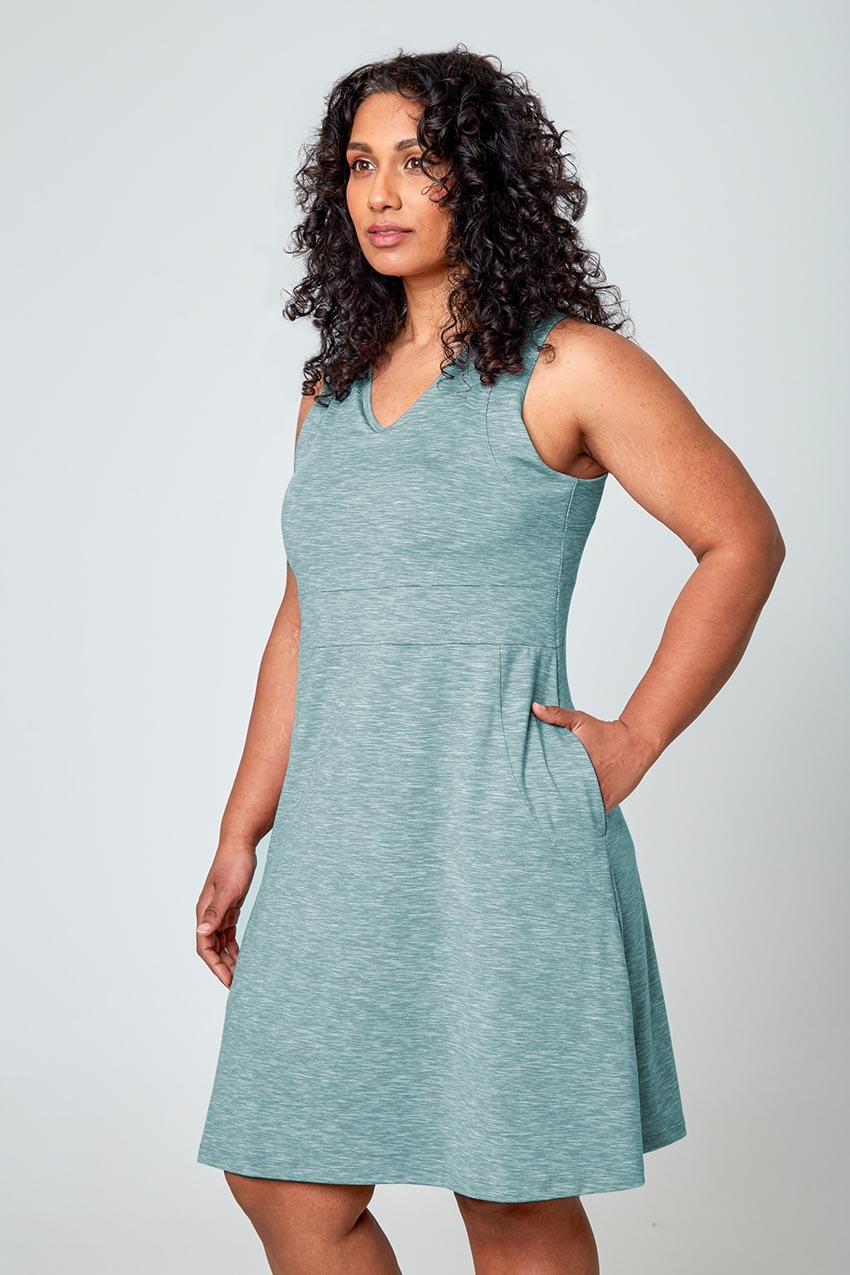 Mondetta Women’s Peached Space Dye Dress in Arctic (Turquoise)