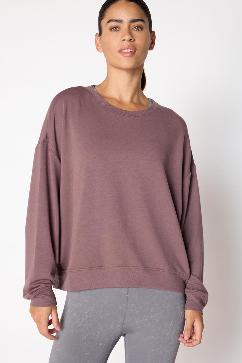 Serene Recycled Polyester TENCEL™ Modal Relaxed Crew Neck - Sale