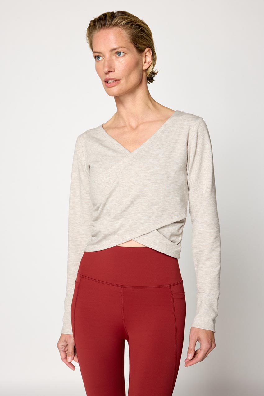 Serene Recycled Polyester Front Wrap Long Sleeve Top