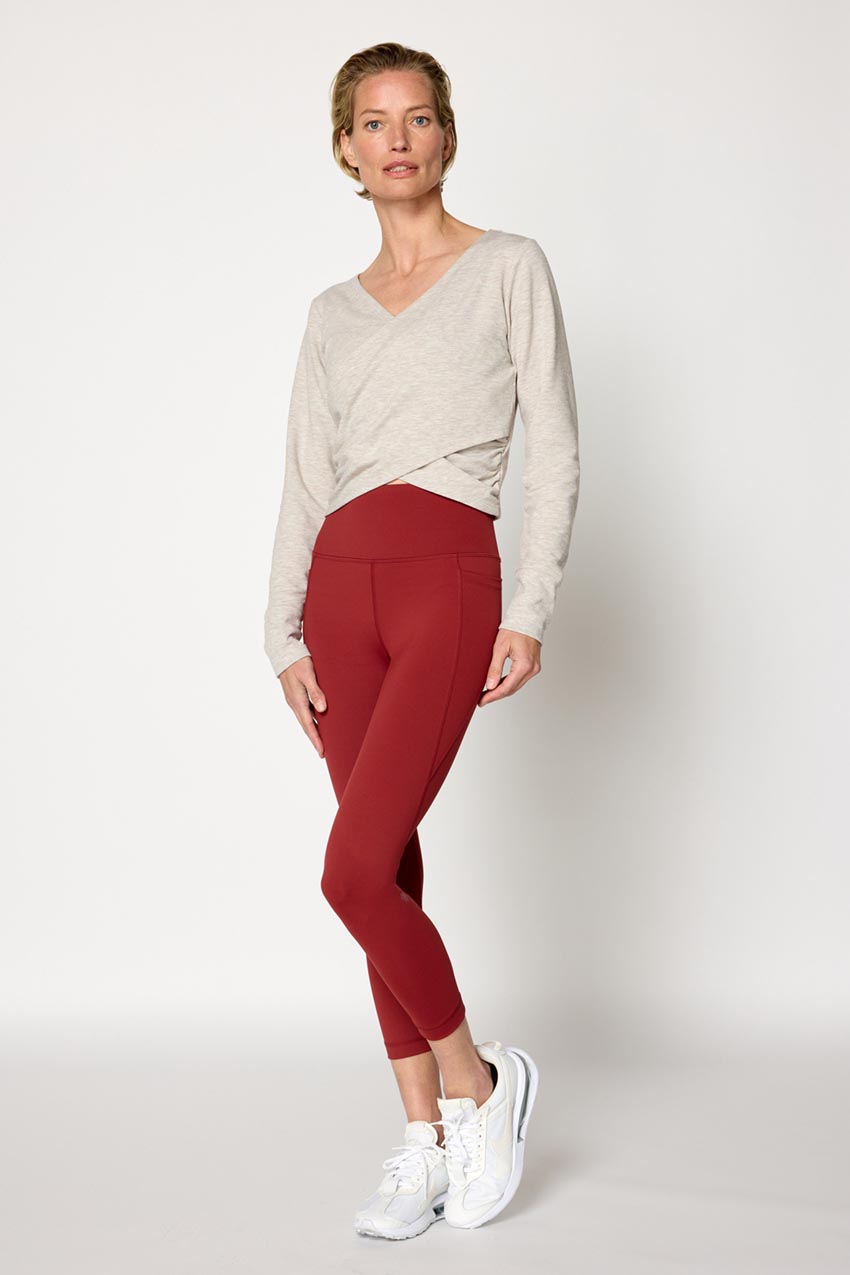 Serene Recycled Polyester Front Wrap Long Sleeve Top