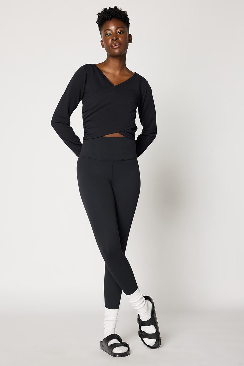 Serene Recycled Polyester Front Wrap Long Sleeve Top