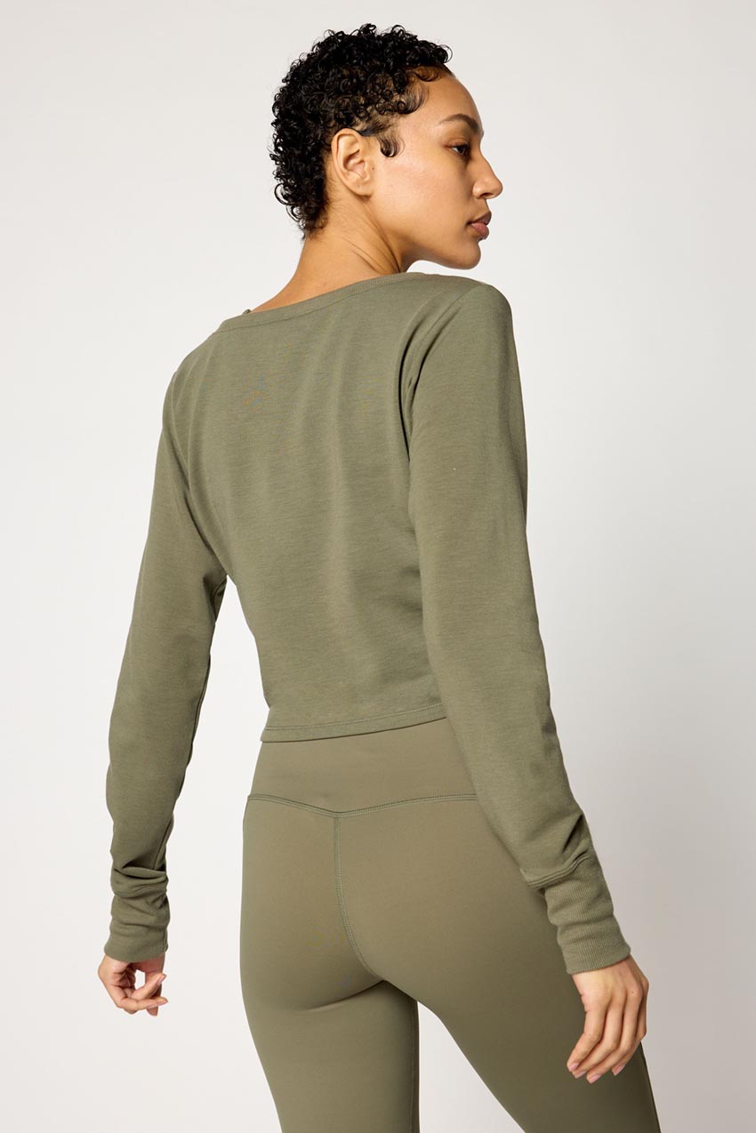 Serene Recycled Polyester Front Wrap Long Sleeve Top