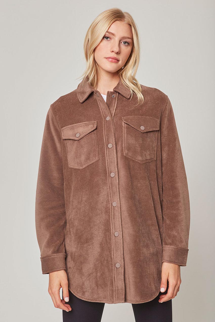 MPG Sport Elevate Fleece Shirt Jacket in Almond