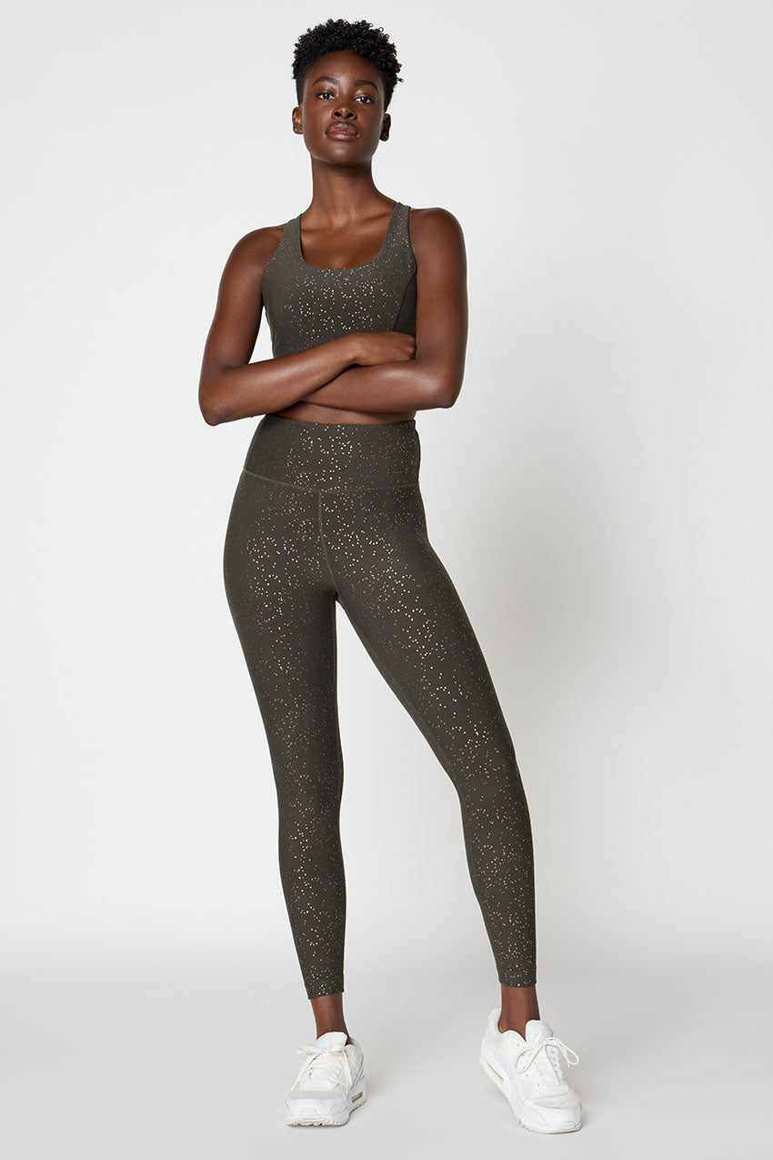 Explore Multi-Strap Glitz Print Sports Bra Peached