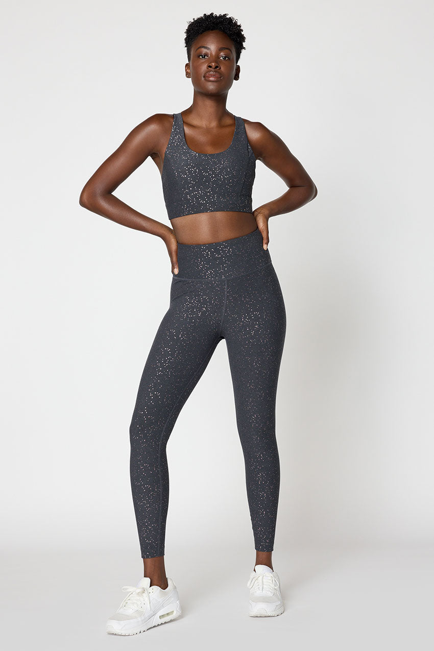 Explore Multi-Strap Glitz Print Sports Bra Peached