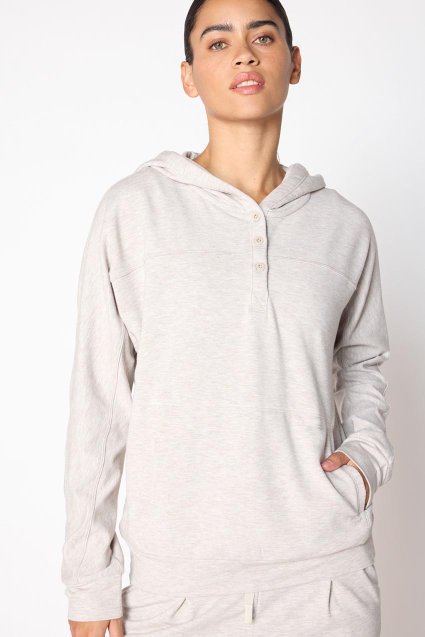 Serene Recycled Polyester TENCEL™ Modal Relaxed Hoodie with Placket