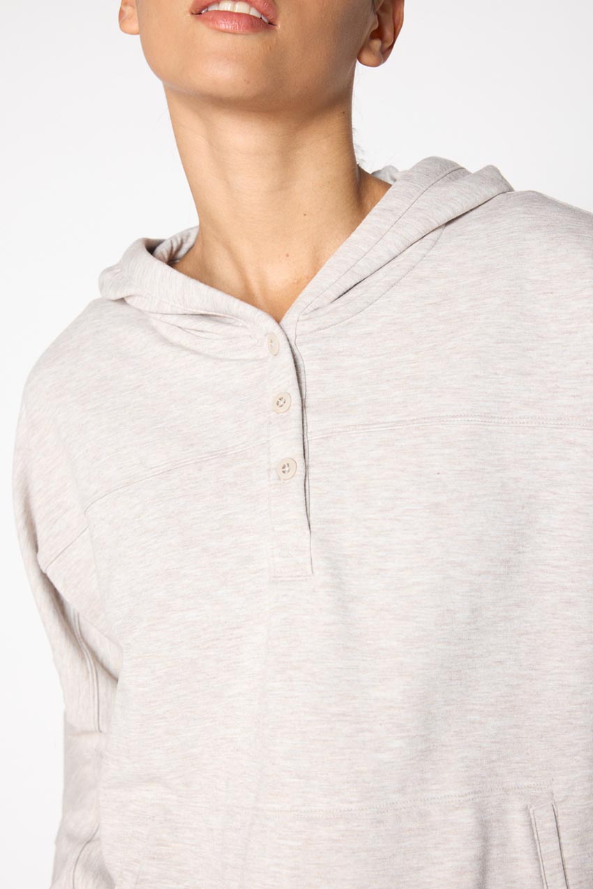 Serene Recycled Polyester TENCEL™ Modal Relaxed Hoodie with Placket