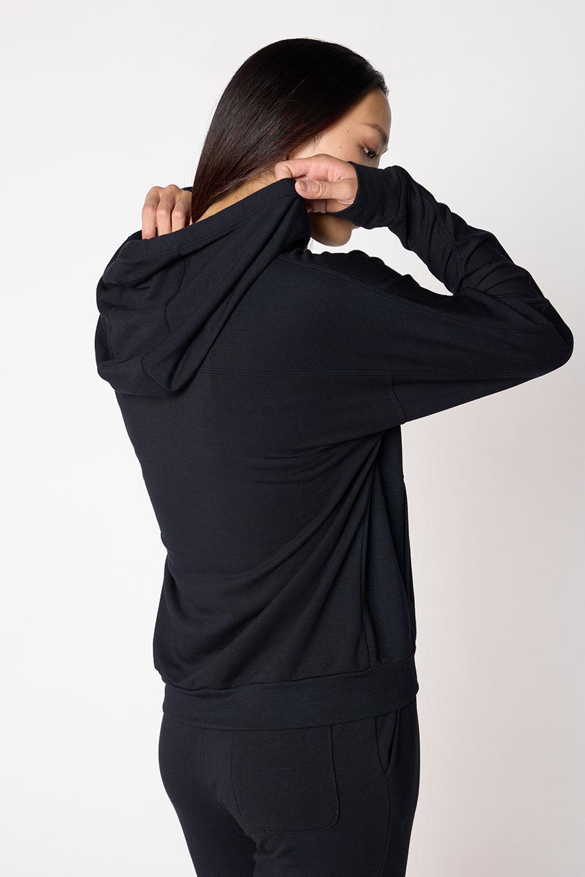 Serene Recycled Polyester TENCEL™ Modal Relaxed Hoodie with Placket