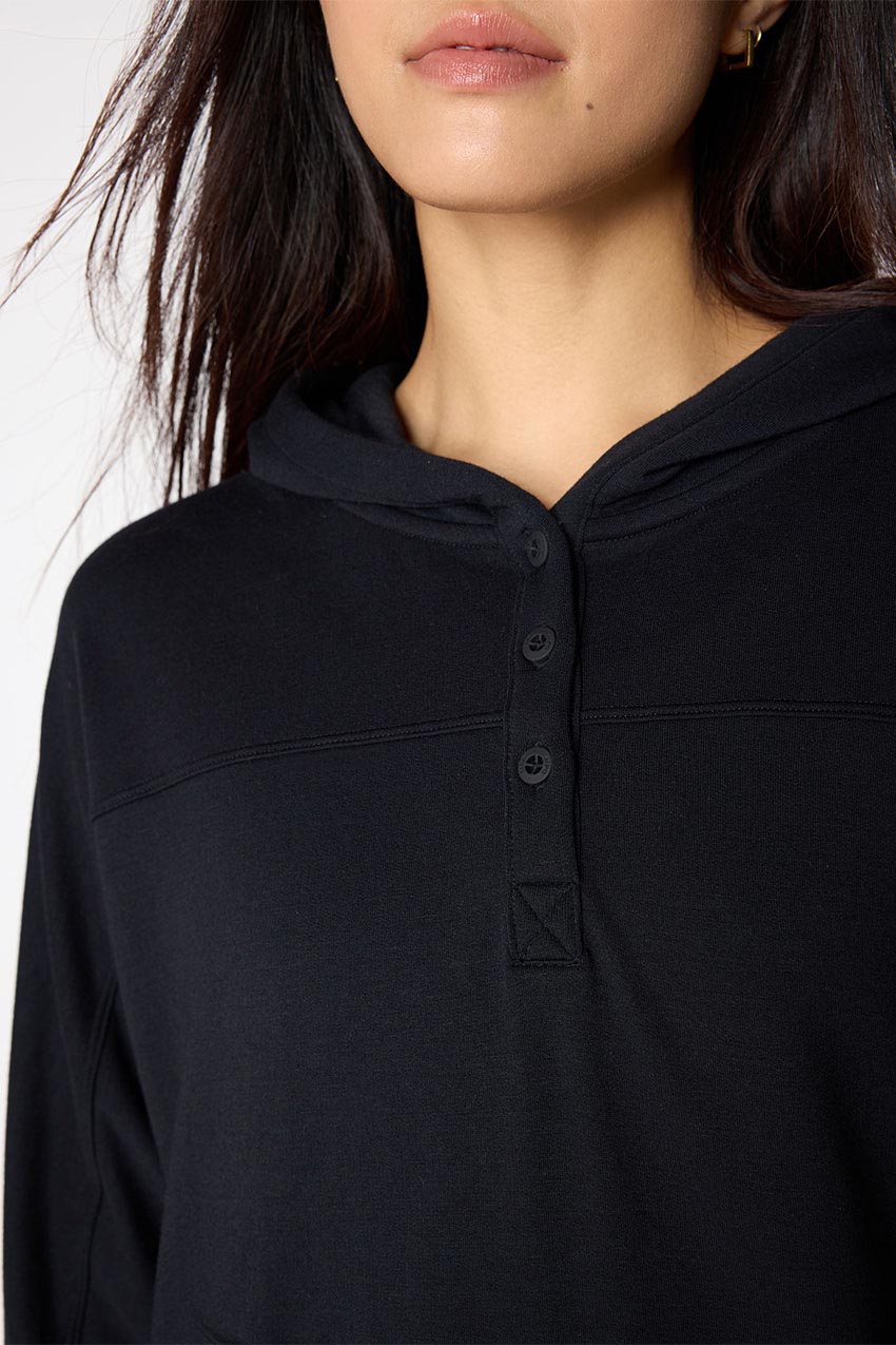 Serene Recycled Polyester TENCEL™ Modal Relaxed Hoodie with Placket