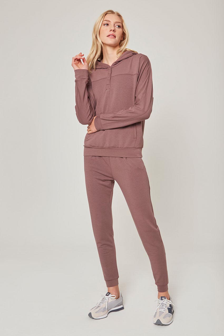 Serene Recycled Polyester TENCEL™ Modal Relaxed Hoodie with Placket