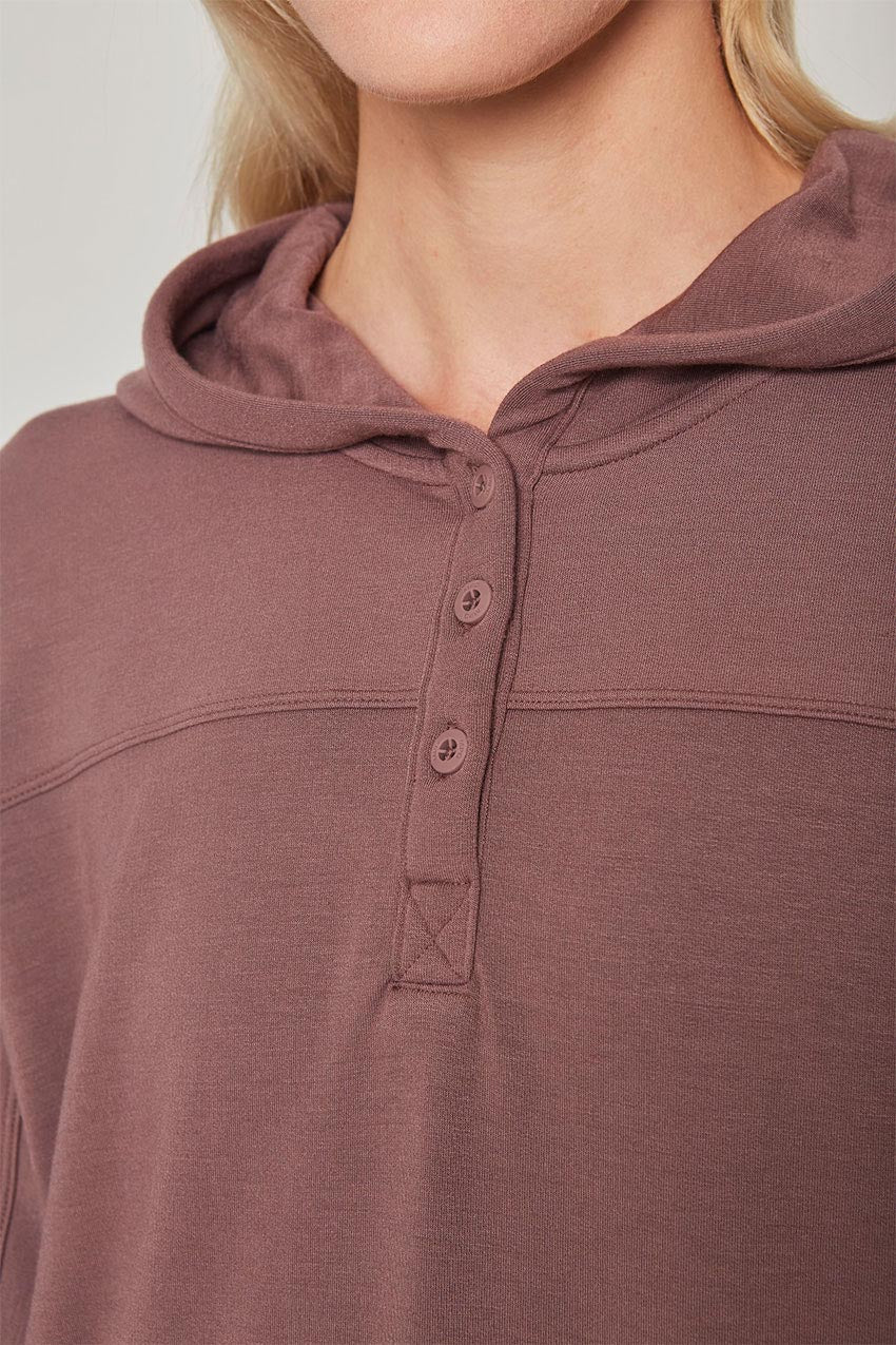 Serene Recycled Polyester TENCEL™ Modal Relaxed Hoodie with Placket