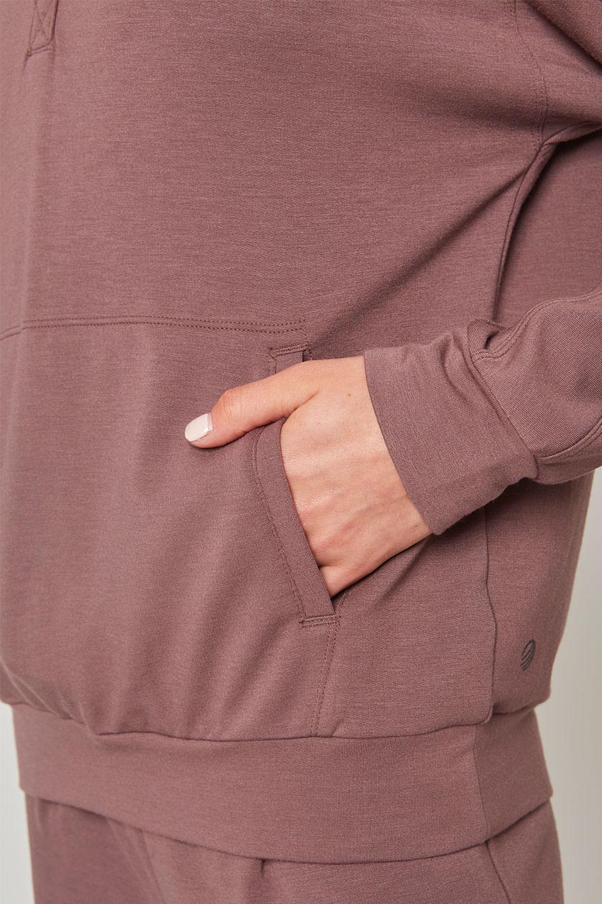 Serene Recycled Polyester TENCEL™ Modal Relaxed Hoodie with Placket
