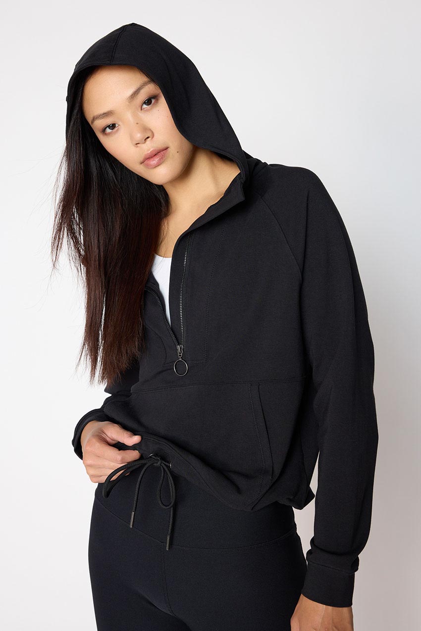 Balance TENCEL™ Half Zip Hoodie with Hem Drawcord