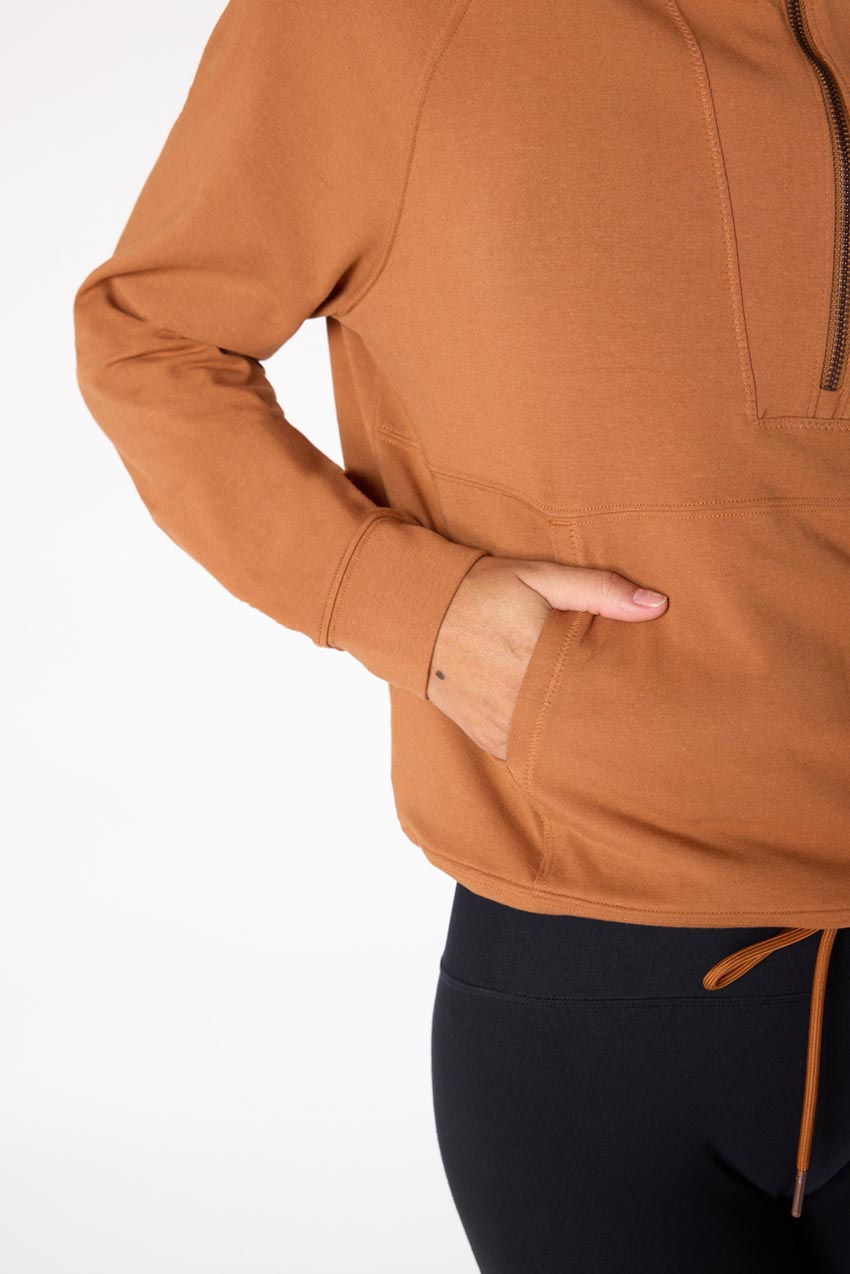 Balance TENCEL™ Half Zip Hoodie with Hem Drawcord