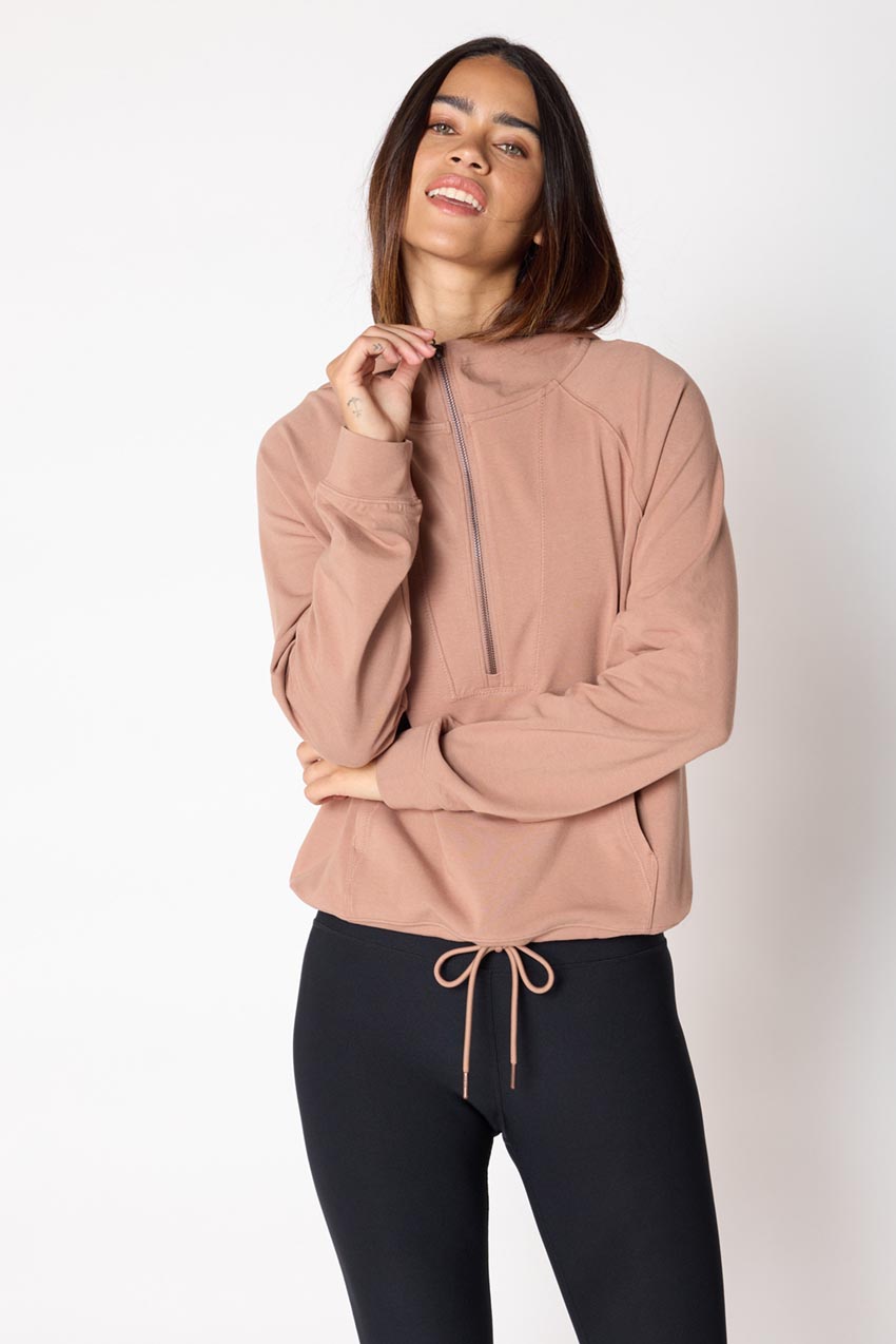 Balance TENCEL™ Half Zip Hoodie with Hem Drawcord