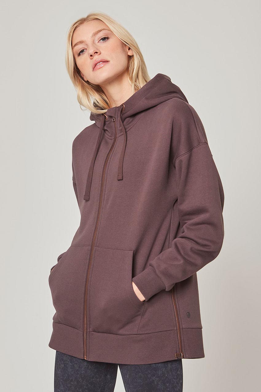 Ease Organic Cotton Recycled Polyester Oversized Zip-Up Hoodie - Sale