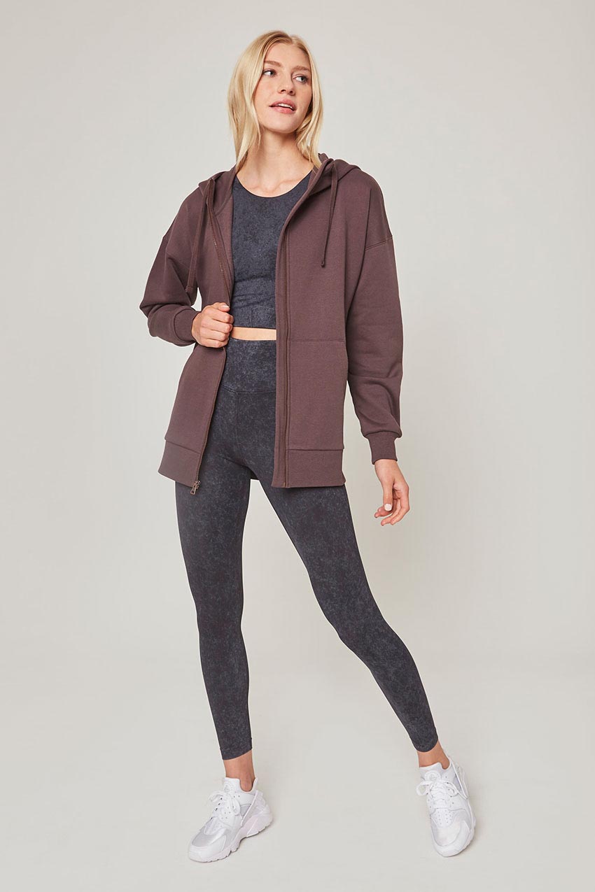 Ease Organic Cotton Recycled Polyester Oversized Zip-Up Hoodie - Sale