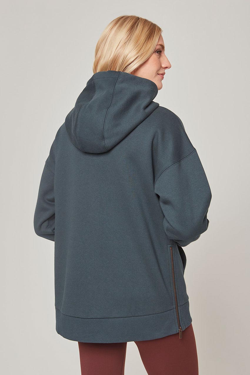 Ease Organic Cotton Recycled Polyester Oversized Zip-Up Hoodie - Sale