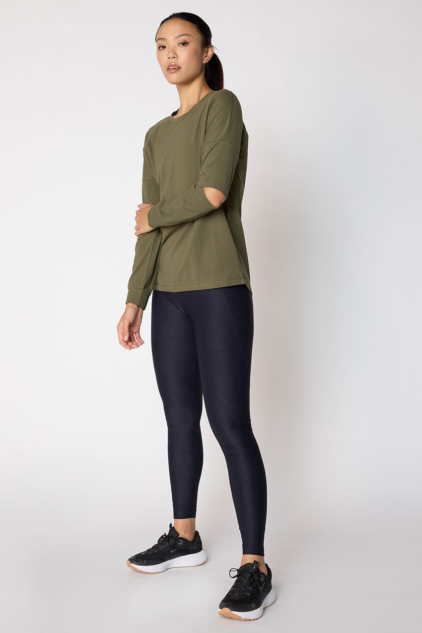 Calm Oversized Long Sleeve Shirt with Elbow Slit