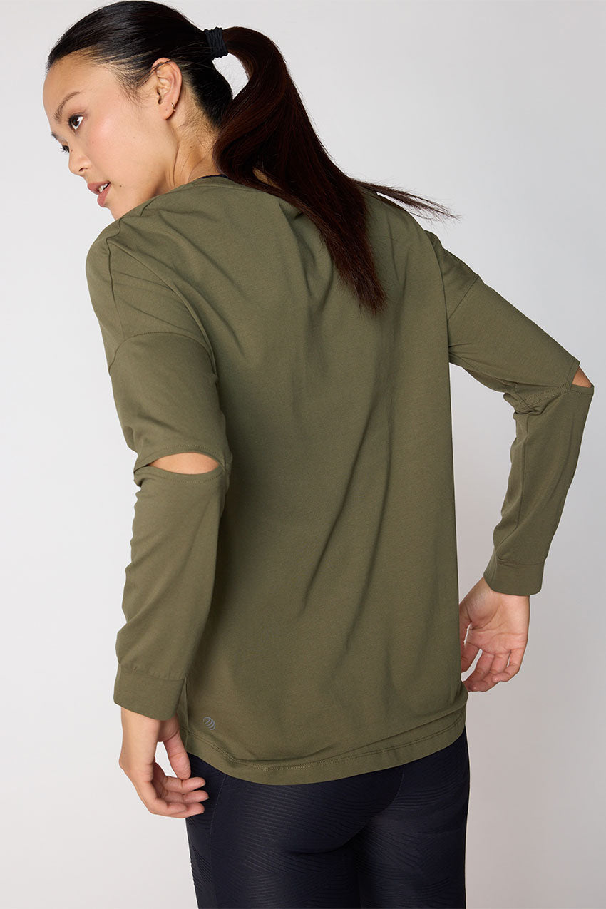 Calm Oversized Long Sleeve Shirt with Elbow Slit