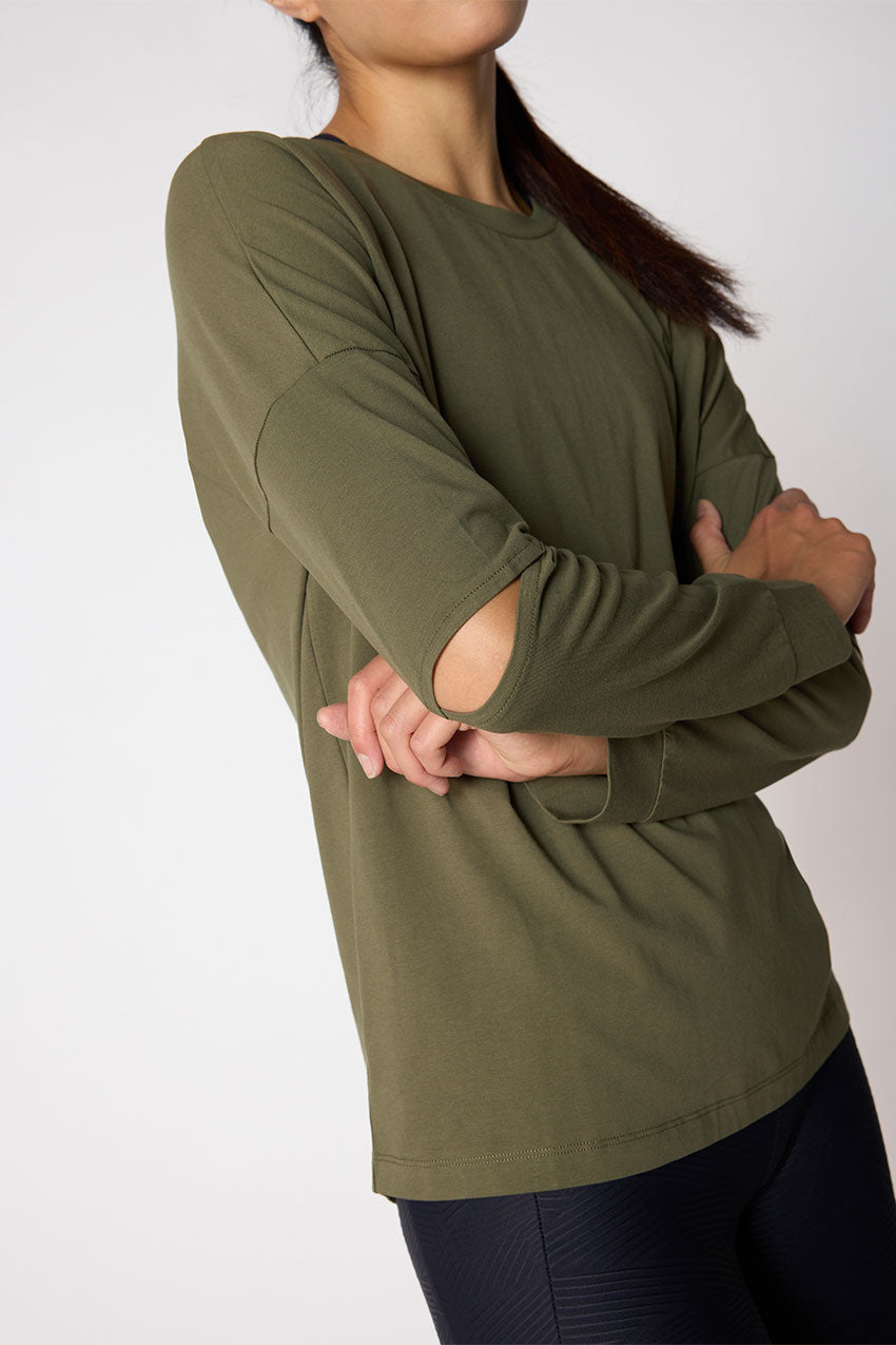 Calm Oversized Long Sleeve Shirt with Elbow Slit