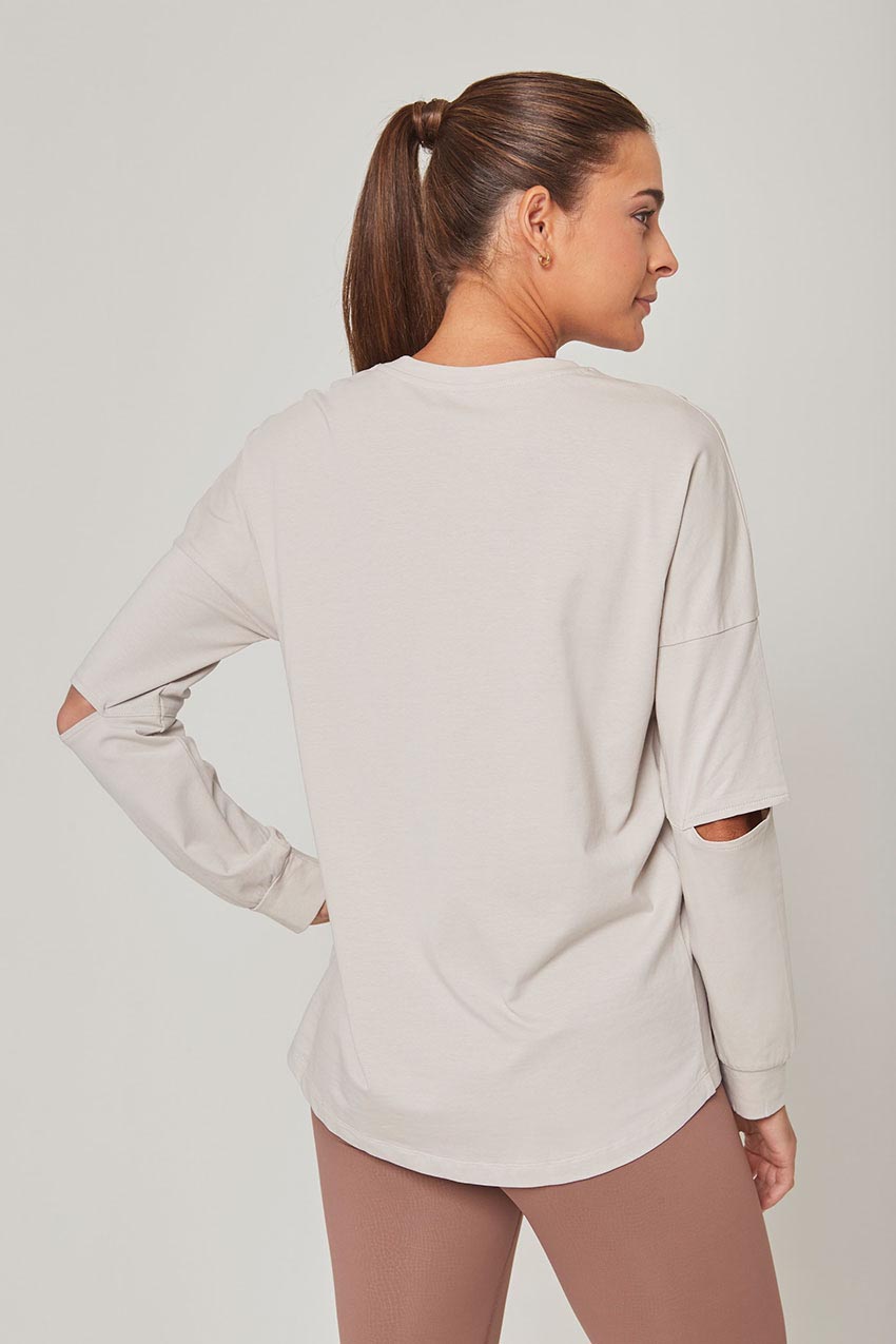 Calm Oversized Long Sleeve Shirt with Elbow Slit