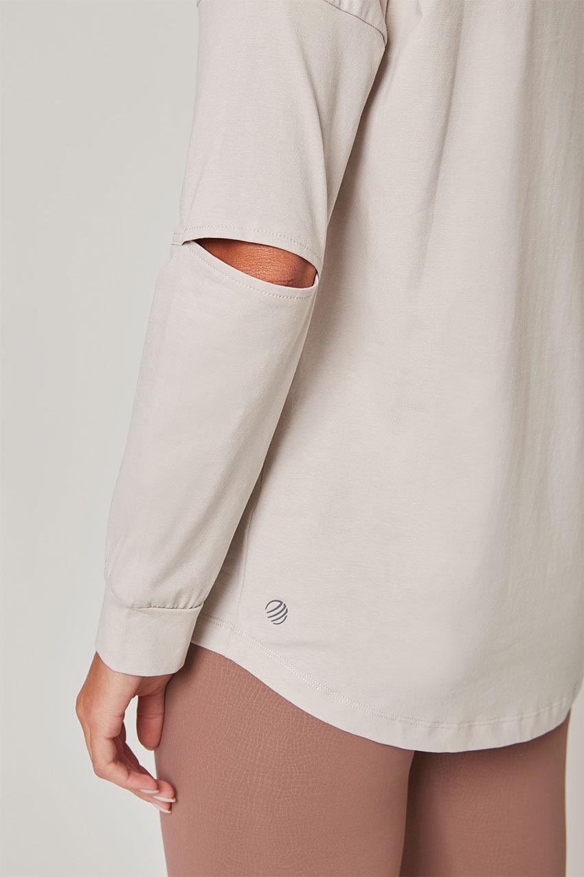 Calm Oversized Long Sleeve Shirt with Elbow Slit
