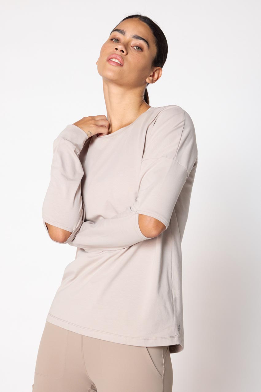 Calm Oversized Long Sleeve Shirt with Elbow Slit