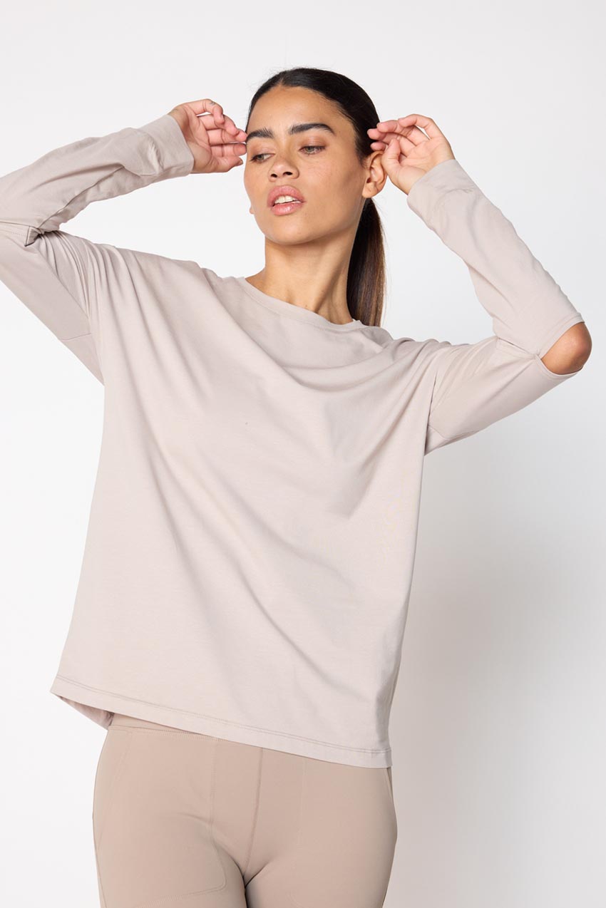 Calm Oversized Long Sleeve Shirt with Elbow Slit