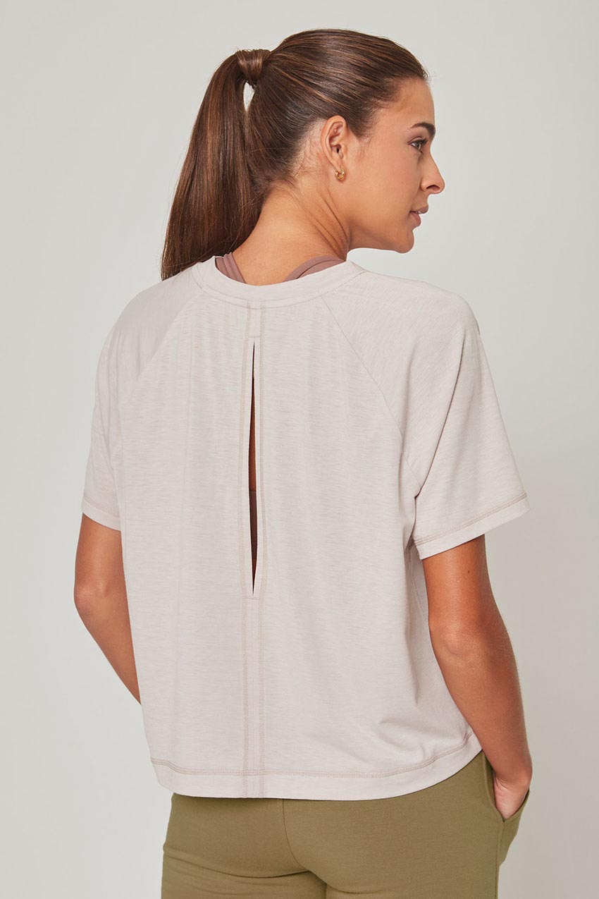 MPG Sport Dynamic Recycled Polyester Key-Hole Back Stink-Free Short Sleeve Shirt in Linen White