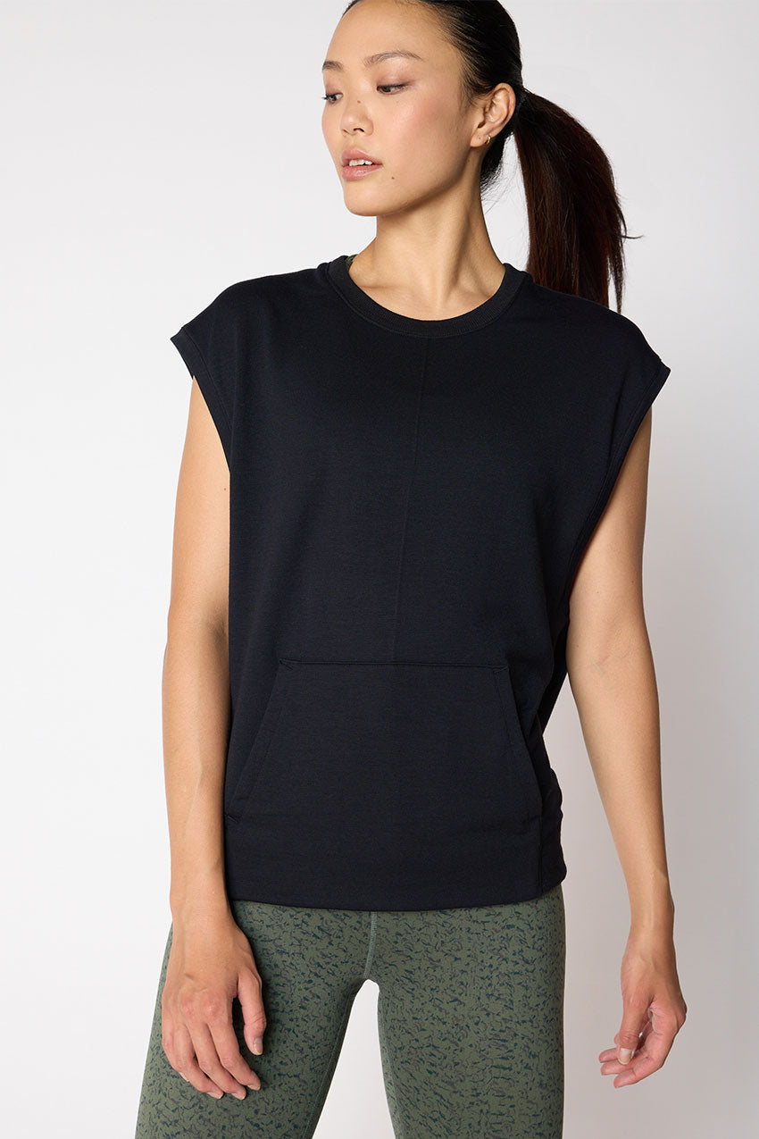 MPG Sport Serene TENCEL™ Modal Short Sleeve Shirt with Front Pocket in Black