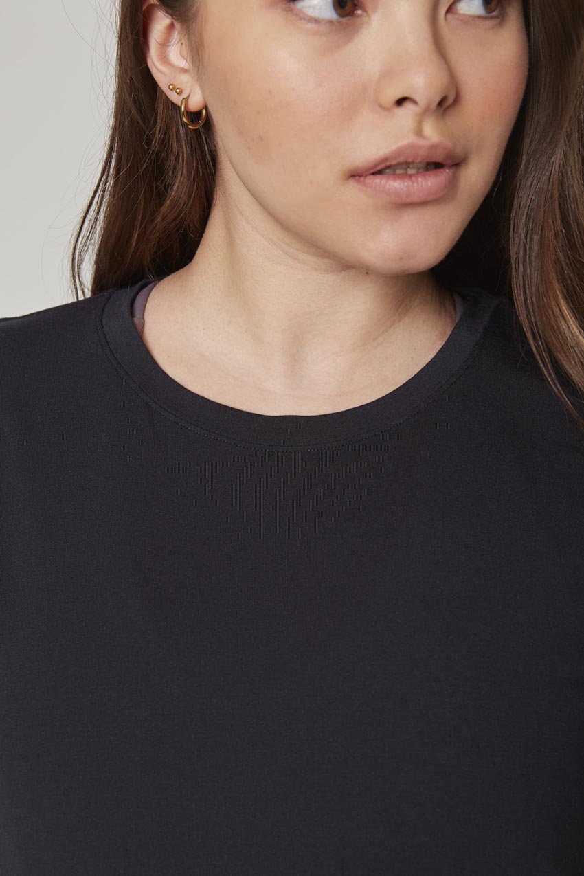 Breeze Tacked Shoulder Top - Black