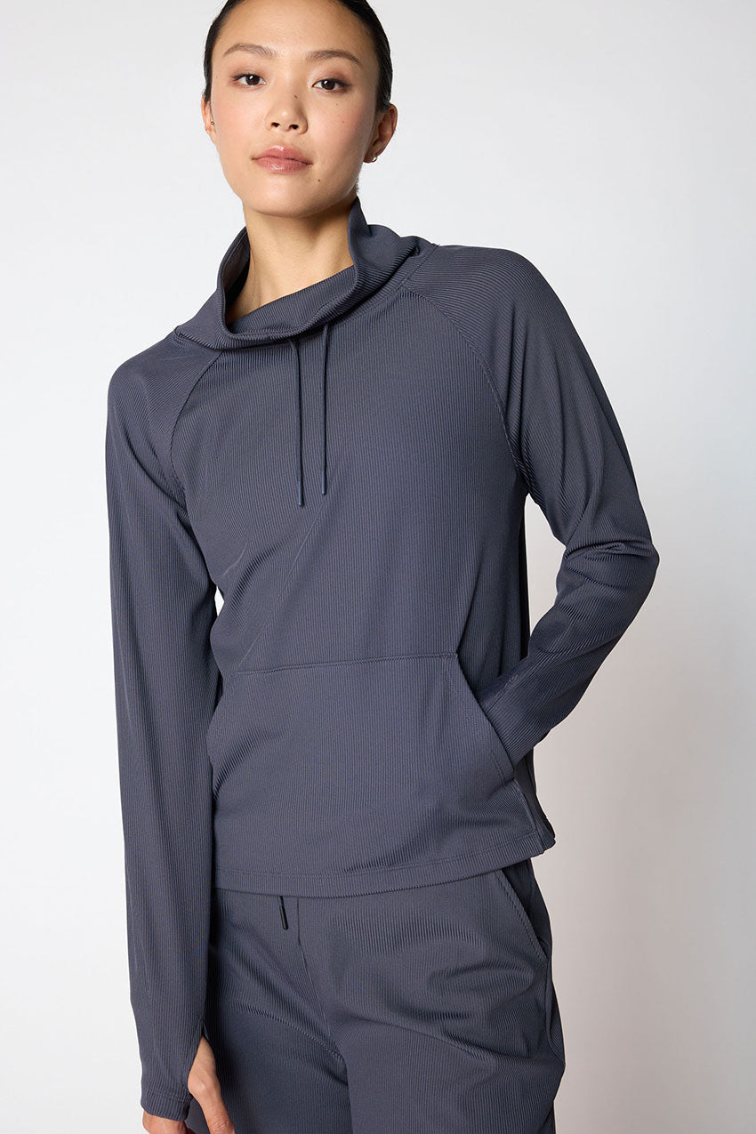 MPG Sport Repose Mock Neck Pullover in Purple Shadow