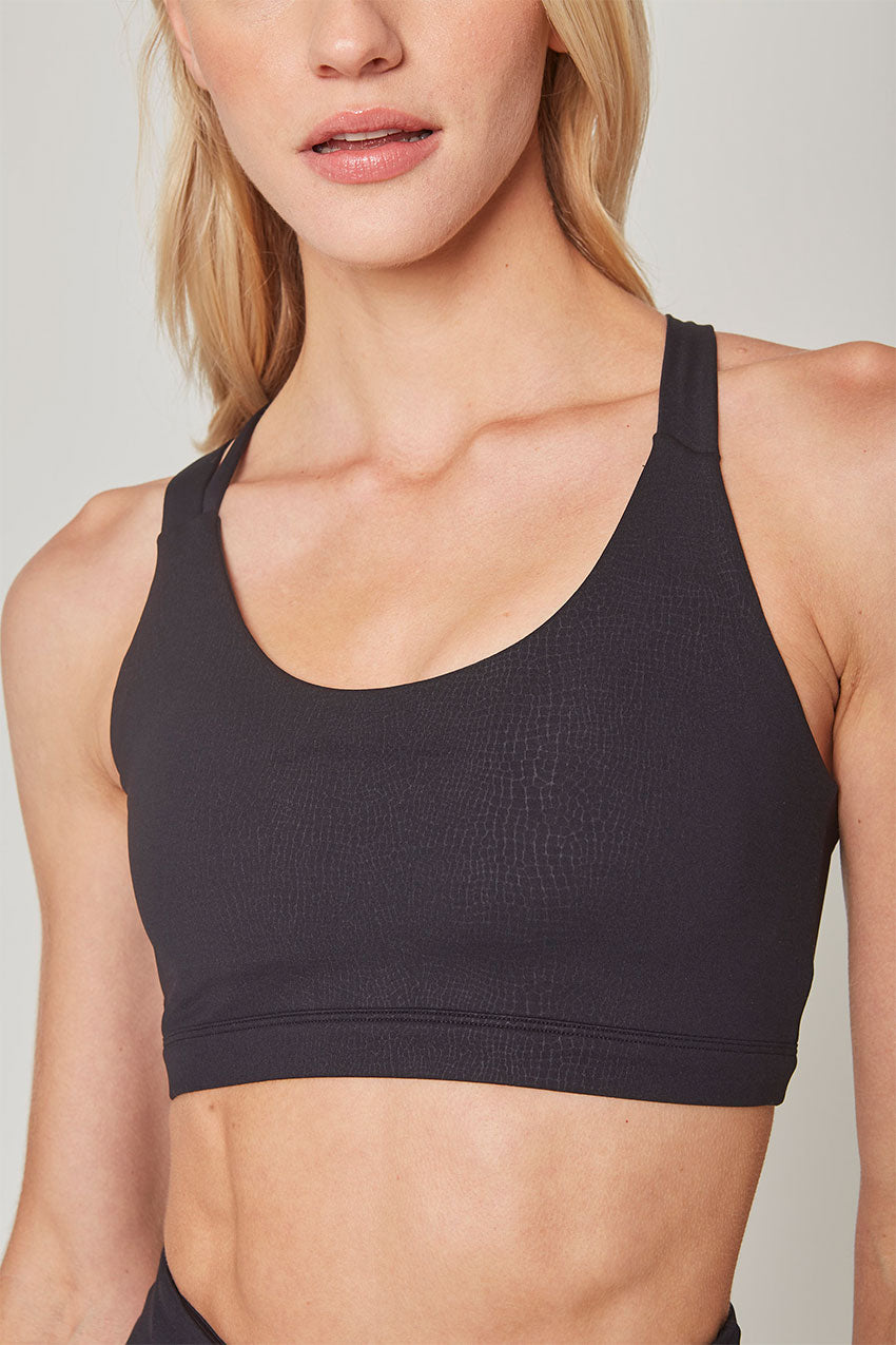 Vital Asymmetric Strap Medium Support Crackle Print Sports Bra