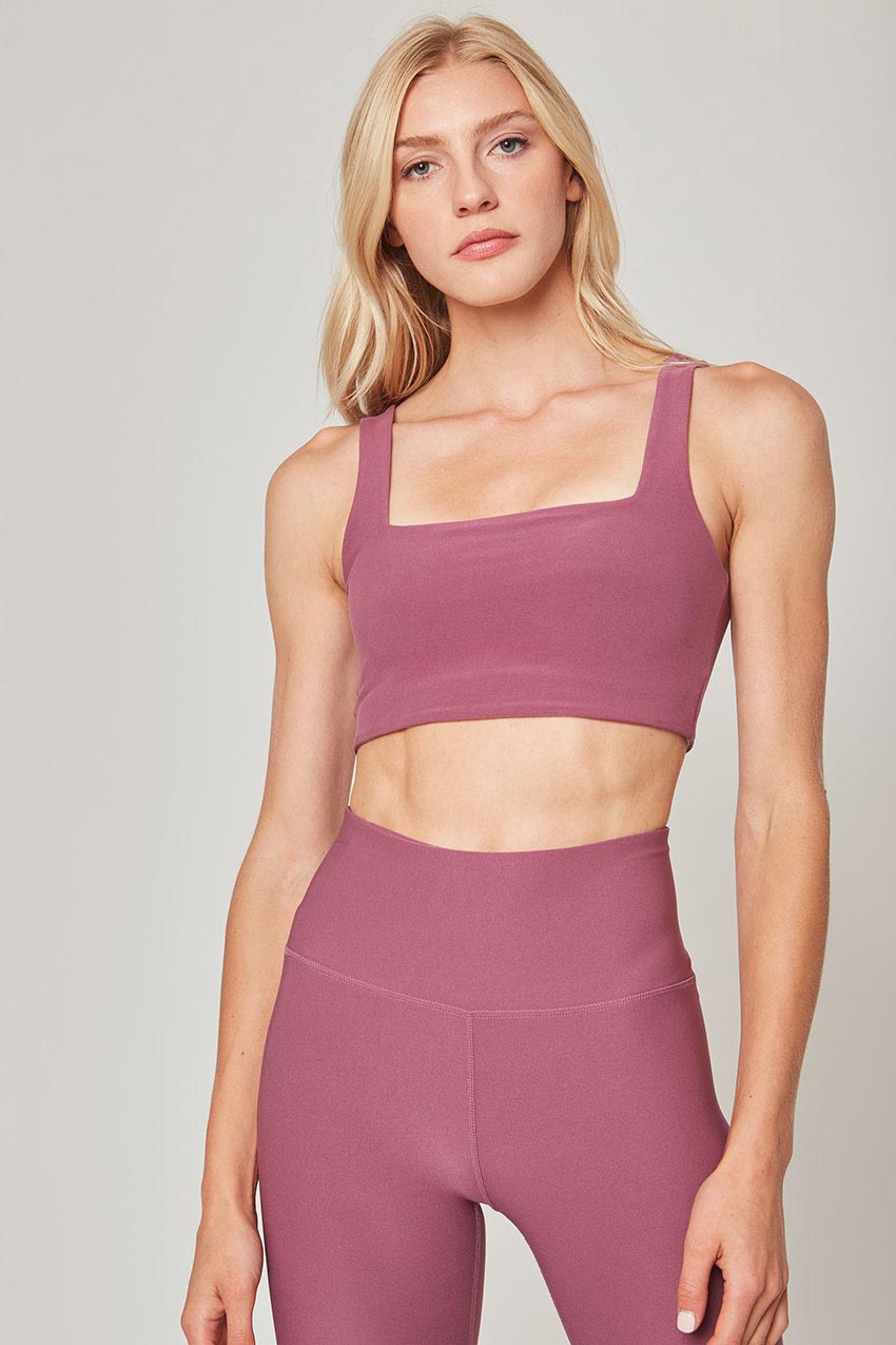 Explore Square Neck Light Support Sports Bra Peached