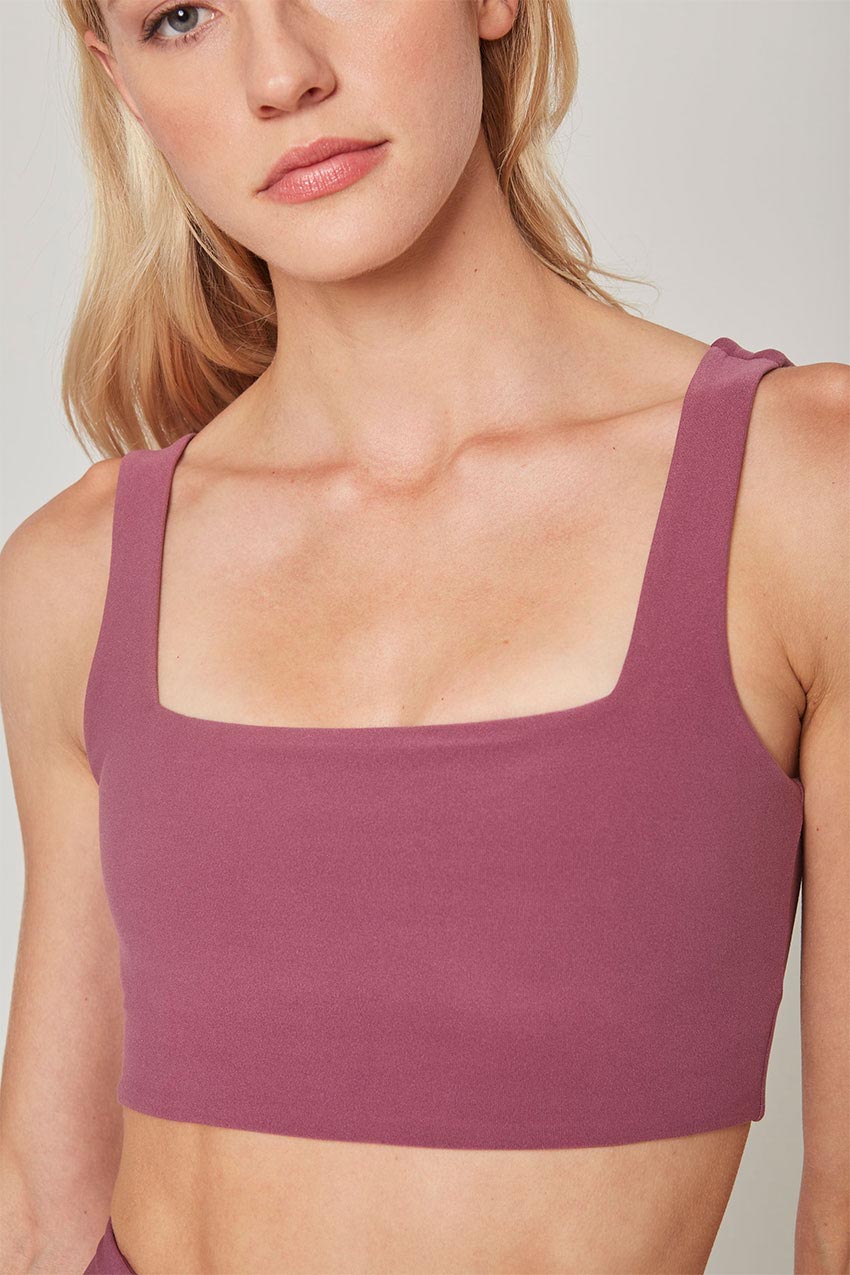 Explore Square Neck Light Support Sports Bra Peached