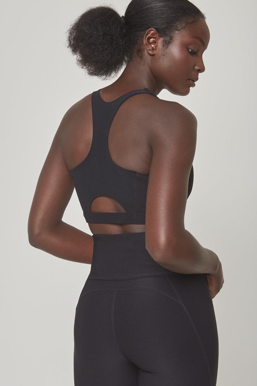 MPG Sport Explore Racerback Medium Support Sports Bra Peached in Black