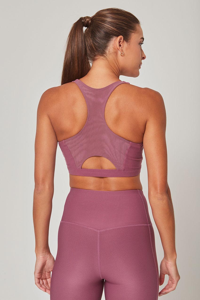 MPG Sport Explore Racerback Medium Support Sports Bra Peached in Dusky Orchid