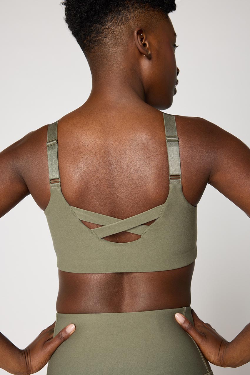 MPG Sport Explore Adjustable Medium Support Bra Peached in Dusty Olive