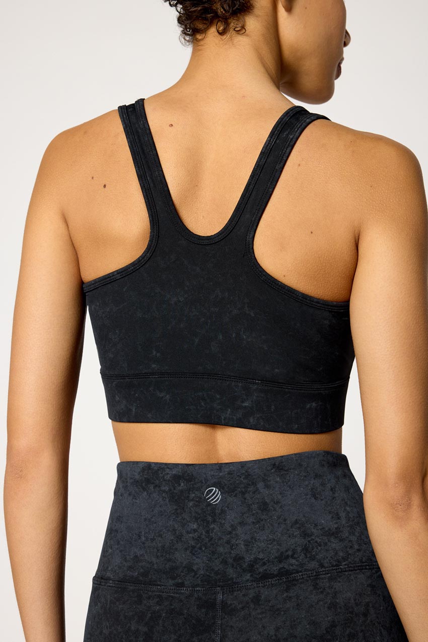 MPG Sport Vital Racer Back Medium Support Sports Bra Washed in Washed Black