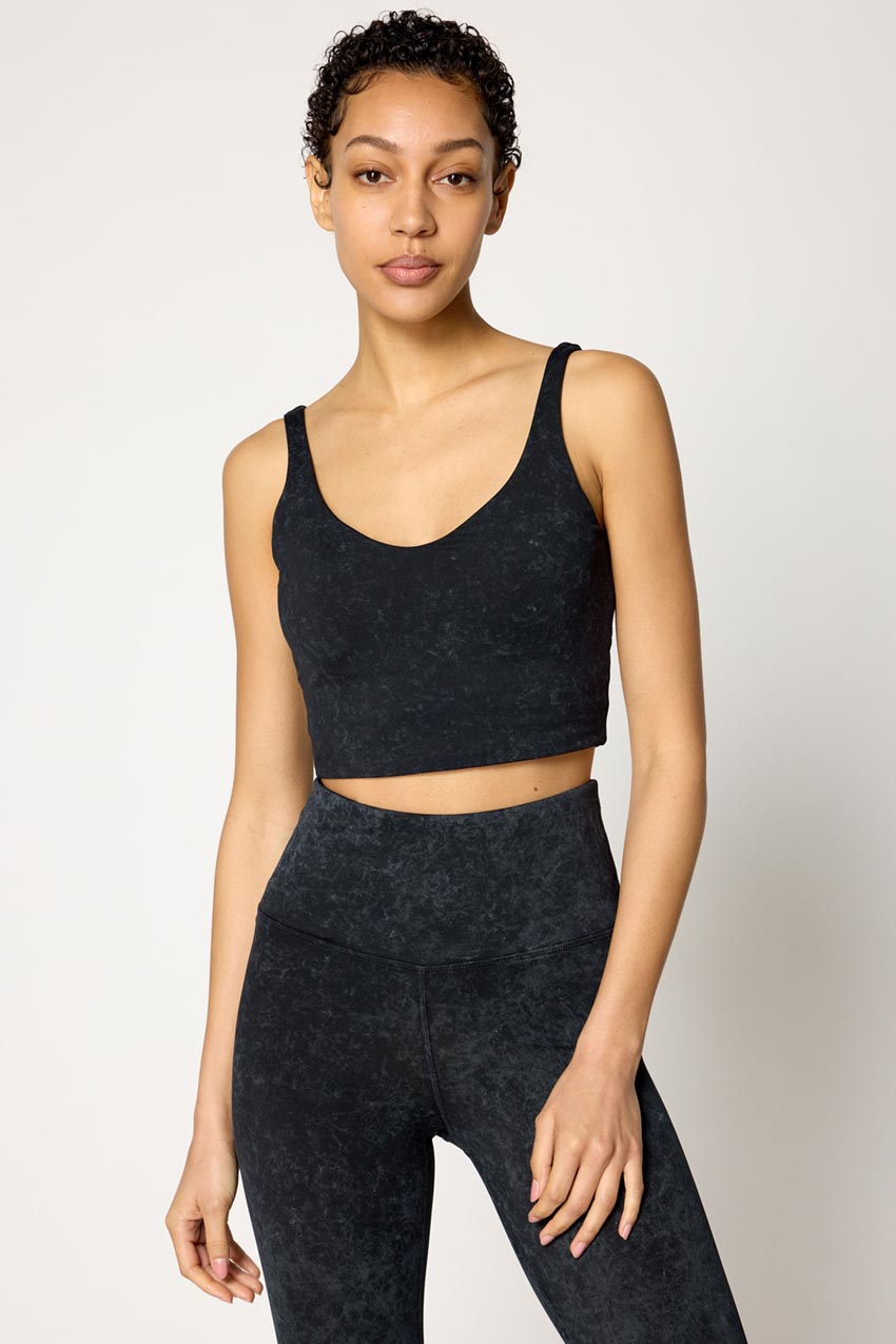 Vital Recycled Nylon V-Neck Washed Longline Light Support Sports Bra