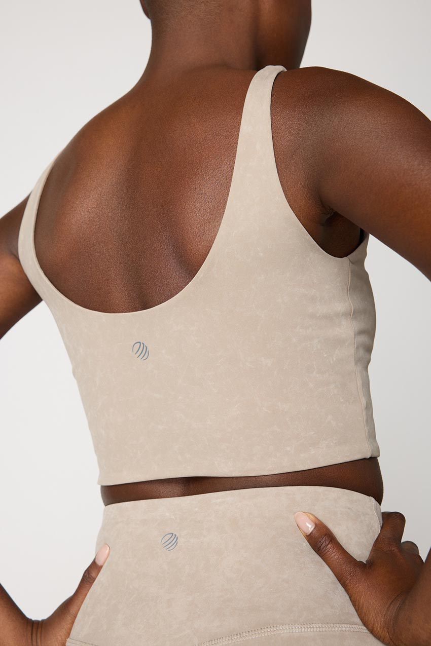 Vital Recycled Nylon V-Neck Washed Longline Light Support Sports Bra