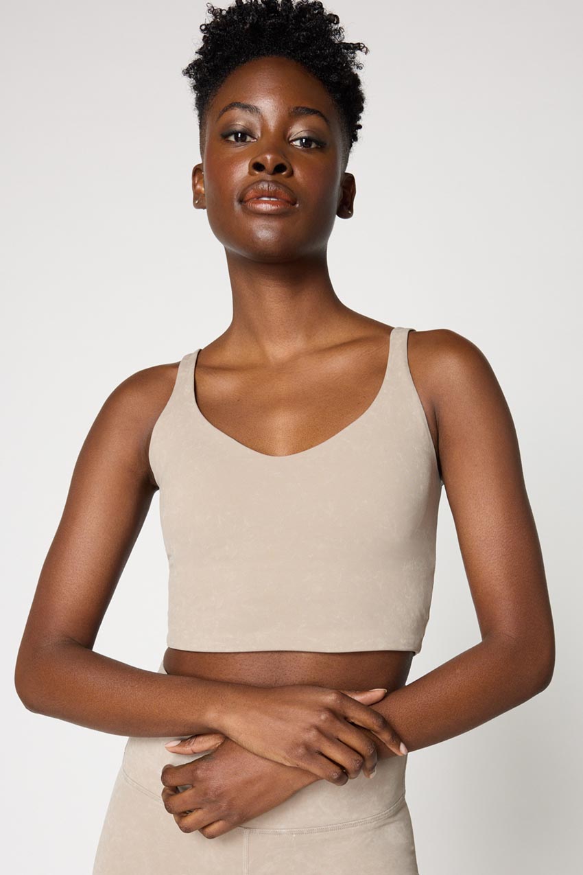 Vital Recycled Nylon V-Neck Washed Longline Light Support Sports Bra