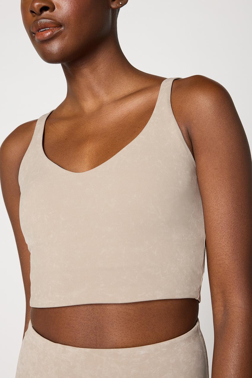 Vital Recycled Nylon V-Neck Washed Longline Light Support Sports Bra